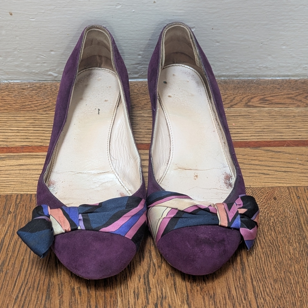 Purple Women's Shoes with Multicolor Bow